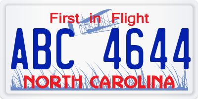 NC license plate ABC4644