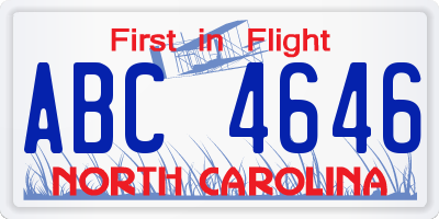 NC license plate ABC4646