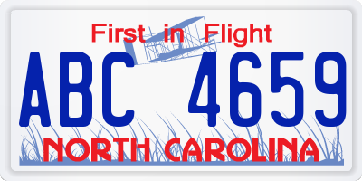 NC license plate ABC4659