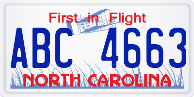 NC license plate ABC4663