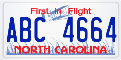 NC license plate ABC4664