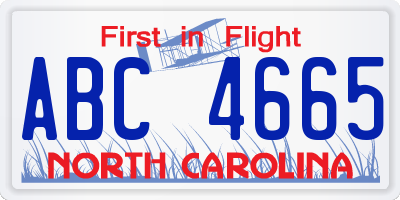 NC license plate ABC4665