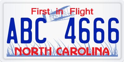 NC license plate ABC4666