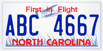 NC license plate ABC4667