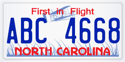 NC license plate ABC4668