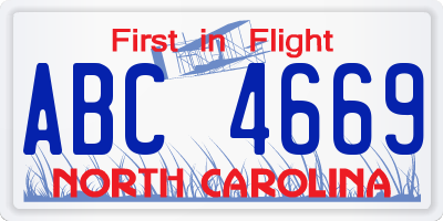 NC license plate ABC4669