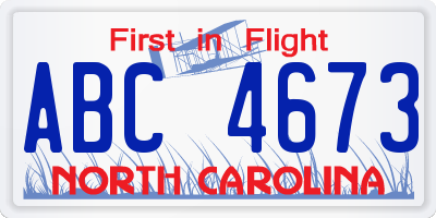 NC license plate ABC4673