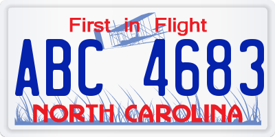 NC license plate ABC4683