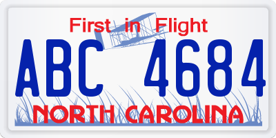 NC license plate ABC4684