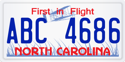 NC license plate ABC4686