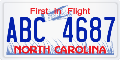 NC license plate ABC4687