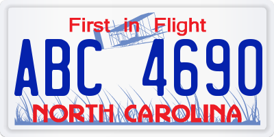 NC license plate ABC4690
