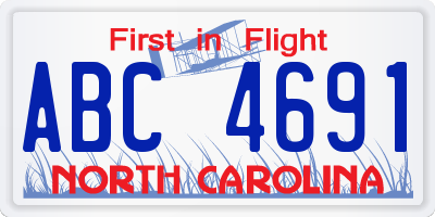 NC license plate ABC4691