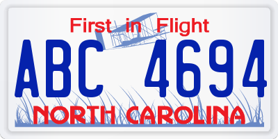 NC license plate ABC4694