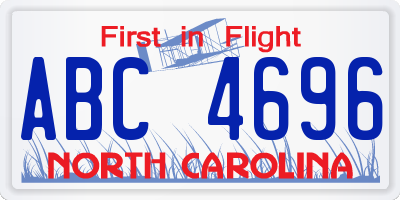 NC license plate ABC4696