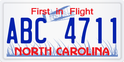 NC license plate ABC4711