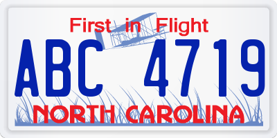 NC license plate ABC4719