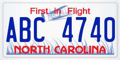 NC license plate ABC4740
