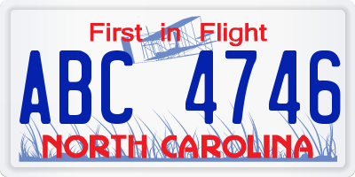 NC license plate ABC4746