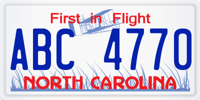NC license plate ABC4770