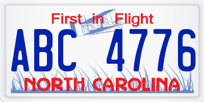 NC license plate ABC4776