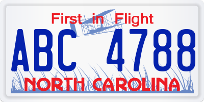 NC license plate ABC4788