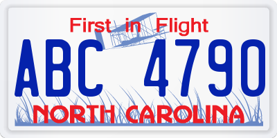 NC license plate ABC4790