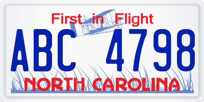 NC license plate ABC4798