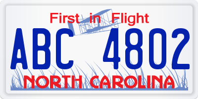 NC license plate ABC4802