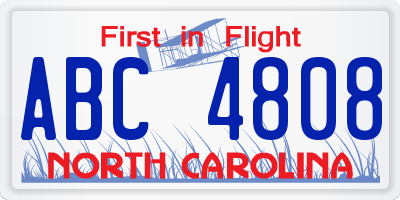 NC license plate ABC4808