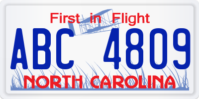 NC license plate ABC4809
