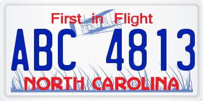 NC license plate ABC4813