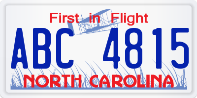 NC license plate ABC4815