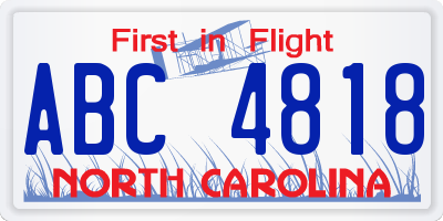 NC license plate ABC4818