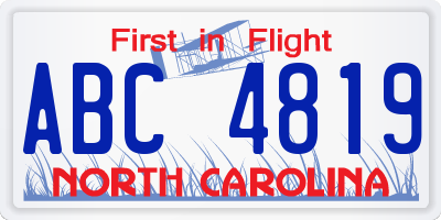 NC license plate ABC4819
