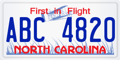 NC license plate ABC4820