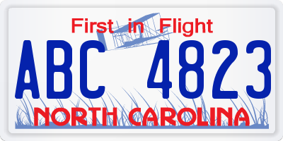 NC license plate ABC4823