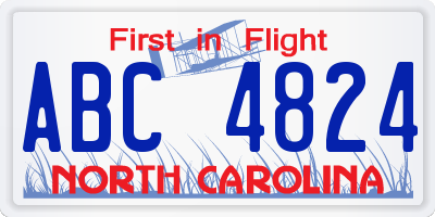 NC license plate ABC4824
