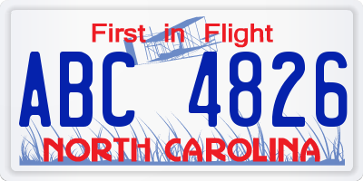 NC license plate ABC4826