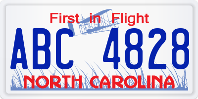 NC license plate ABC4828