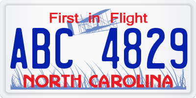 NC license plate ABC4829