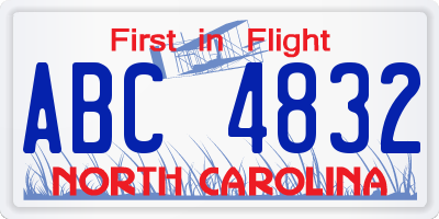 NC license plate ABC4832