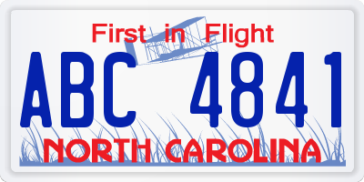NC license plate ABC4841