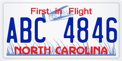 NC license plate ABC4846