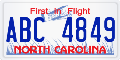 NC license plate ABC4849