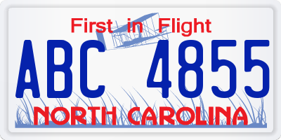 NC license plate ABC4855