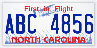 NC license plate ABC4856
