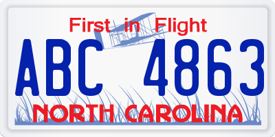 NC license plate ABC4863