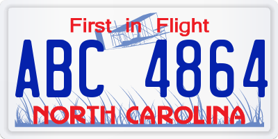 NC license plate ABC4864