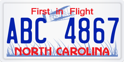 NC license plate ABC4867
